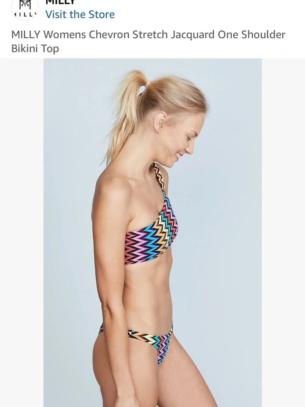 Milly Cabana Black Bikini with Multicolor Chevron Trim S